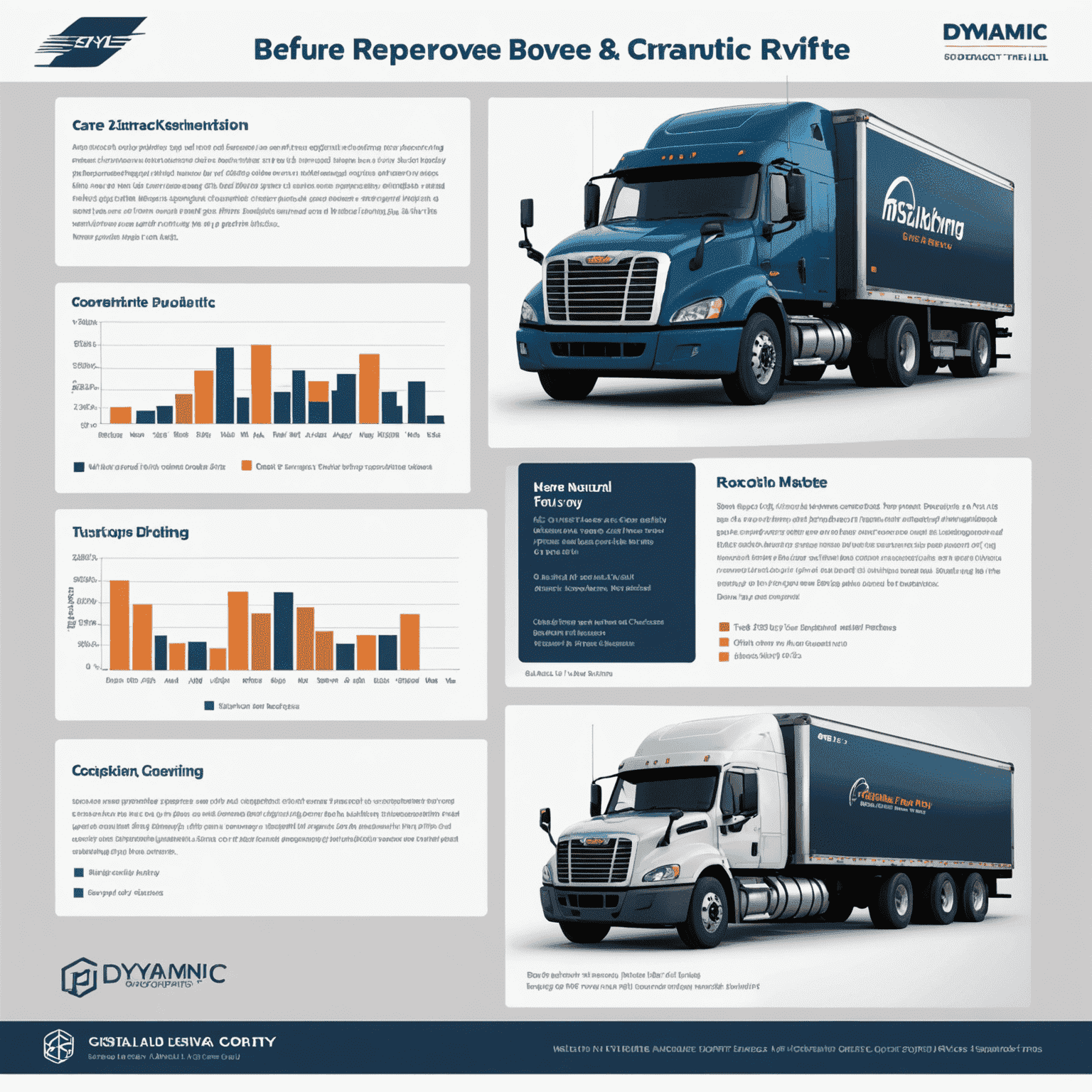 Before and after charts showing improved revenue and capacity utilization for a trucking company using dynamic pricing