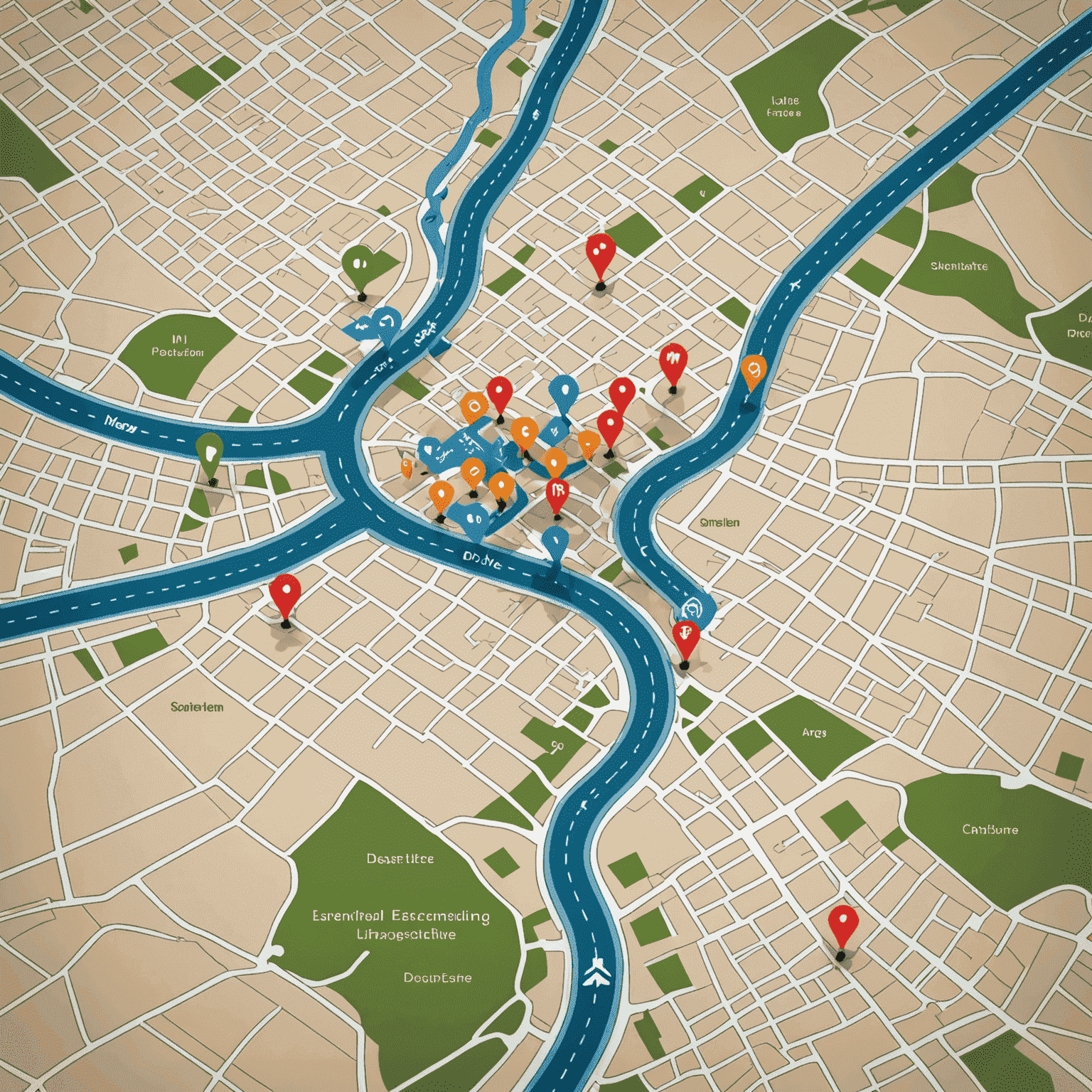 Map with optimized routes highlighted, showing machine learning algorithms at work