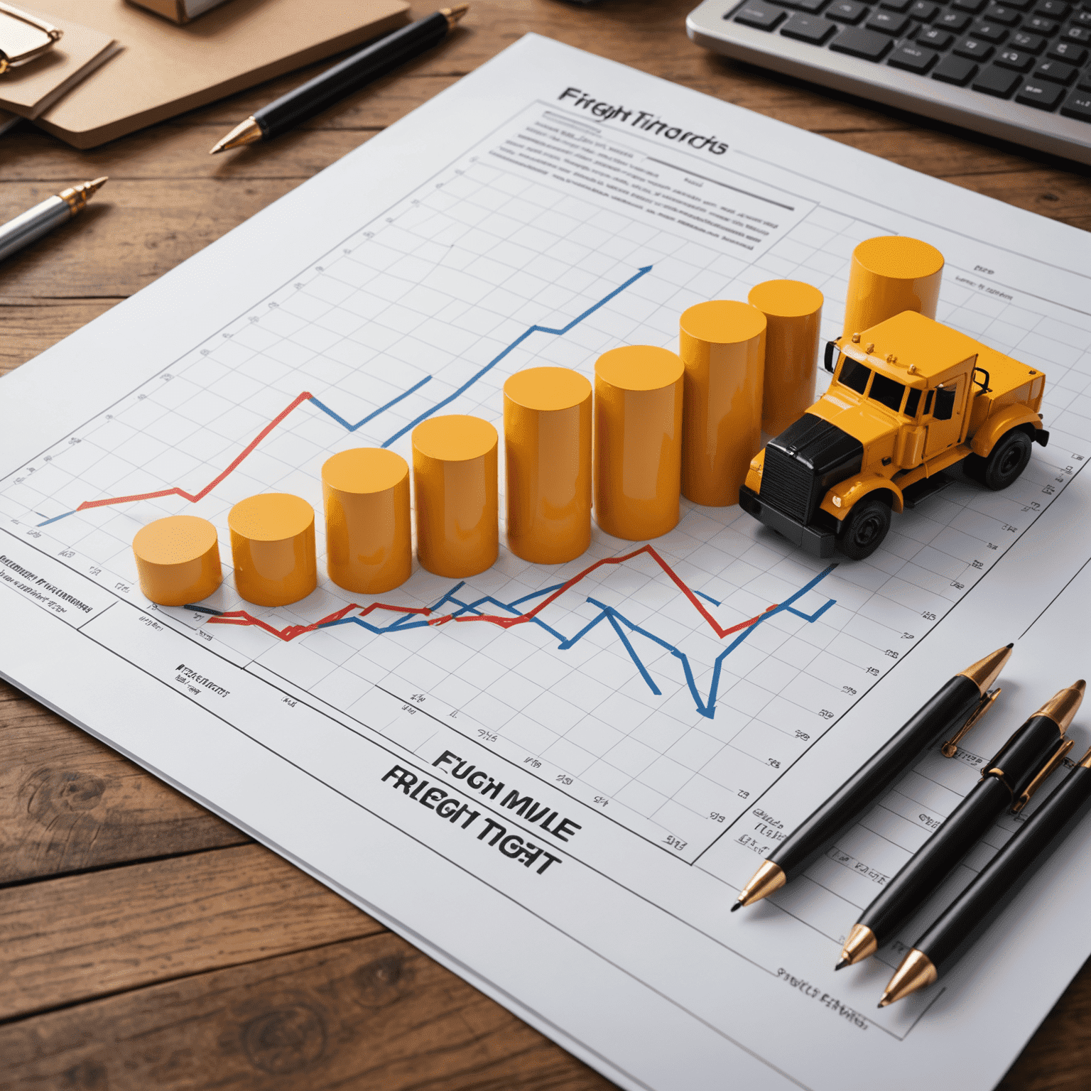 Graph showing fluctuating prices and market trends in freight industry
